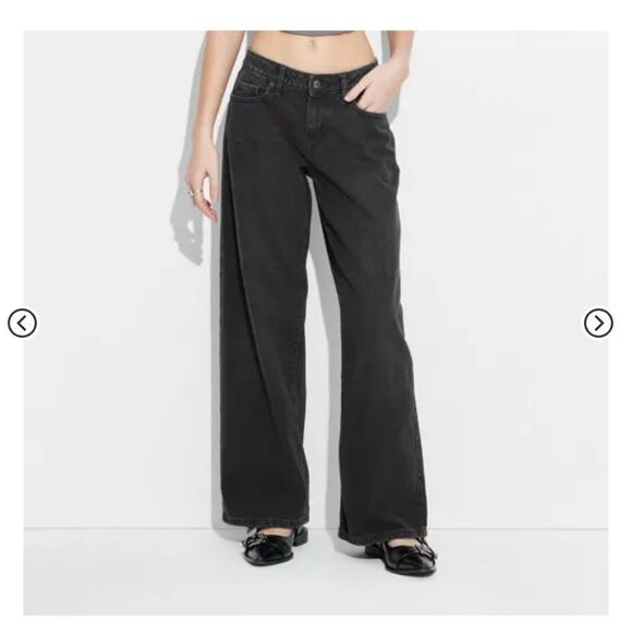 🆕👖Low Rise Wide Leg Baggy Jeans, Washed Black, Sz 17, 16 - Picture 2 of 7